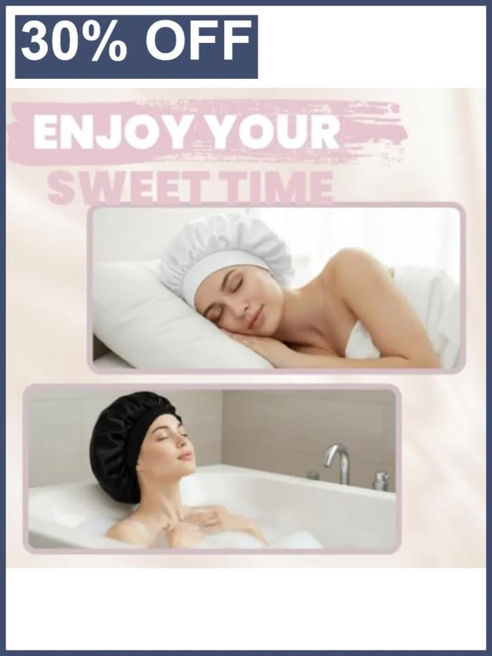 Large Satin Sleep Bonnet for Women Men Curly Hair